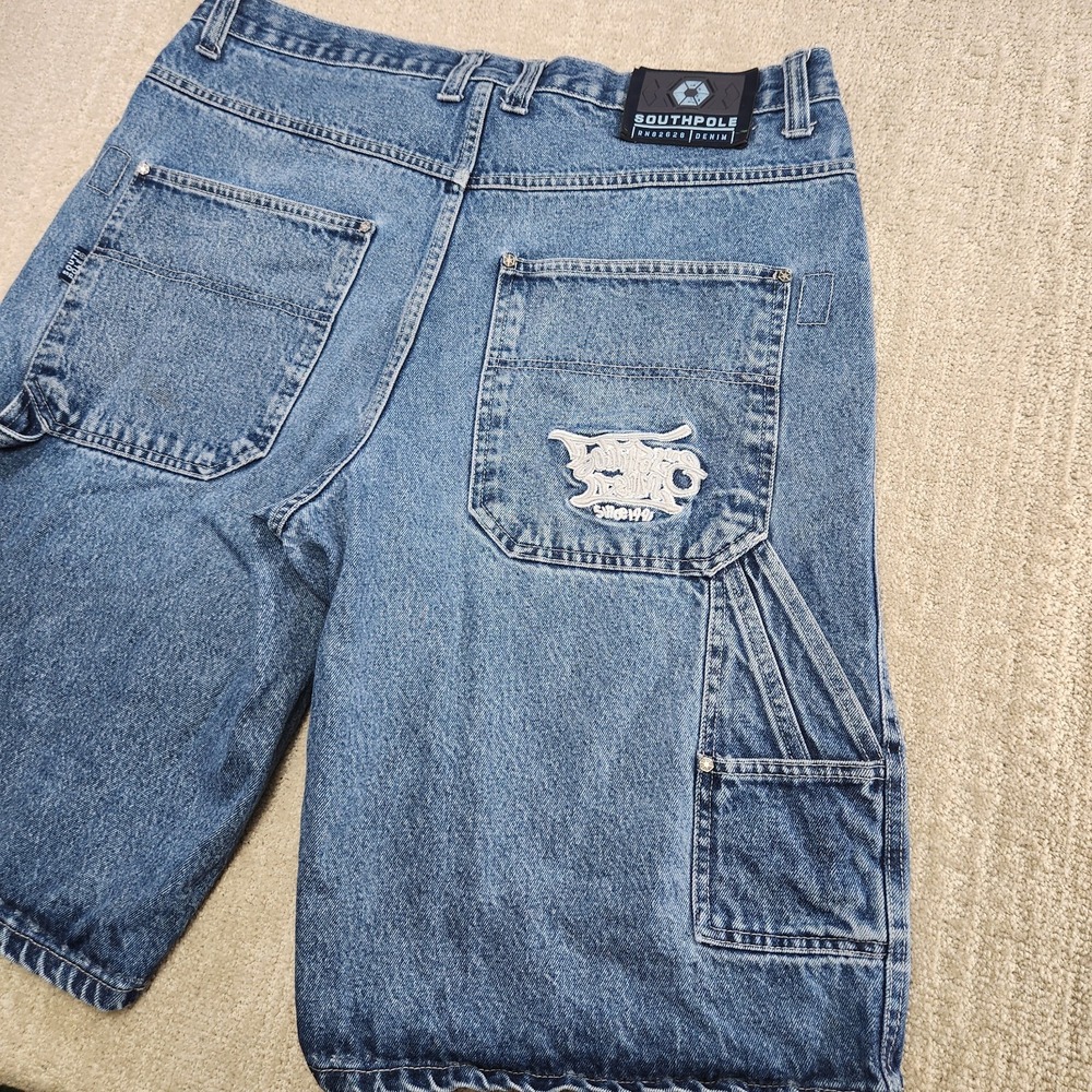 Vintage Southpole Jean Shorts Men‎ 36 *READ Baggy Y2K Jorts Embroidered Wide Leg